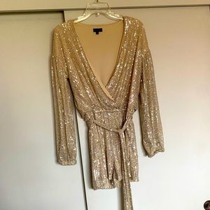 Lulu’s champagne sequin romper